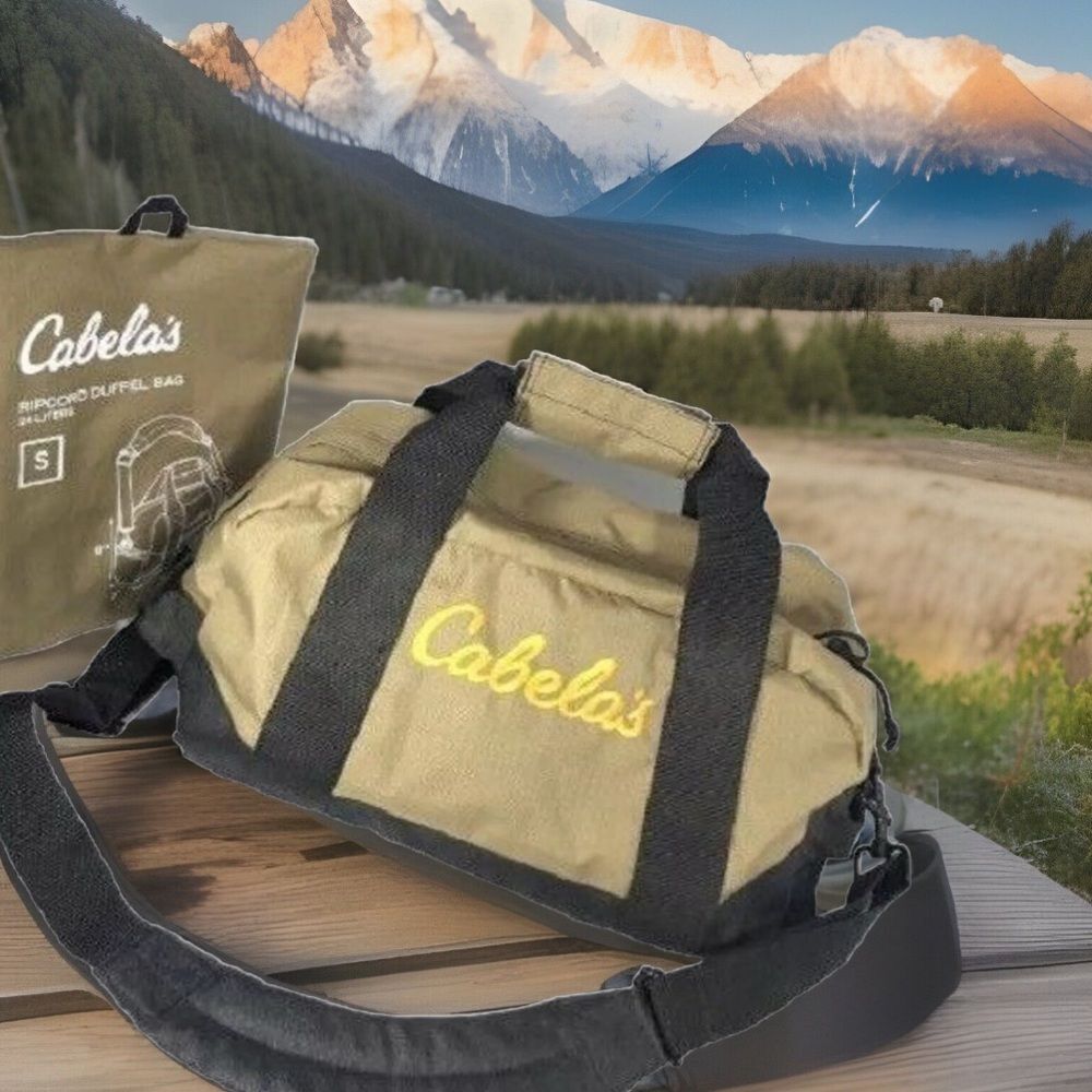Tan Cabela’s Ripcord Duffel Bag (S) NEW 9x9x18 w/separate pouch